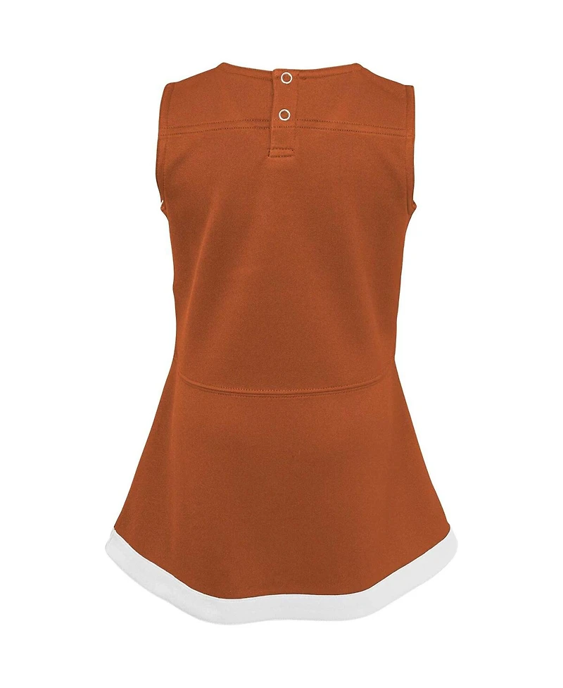 Big Girls Texas Orange, White Longhorns Cheer Captain Jumper Dress