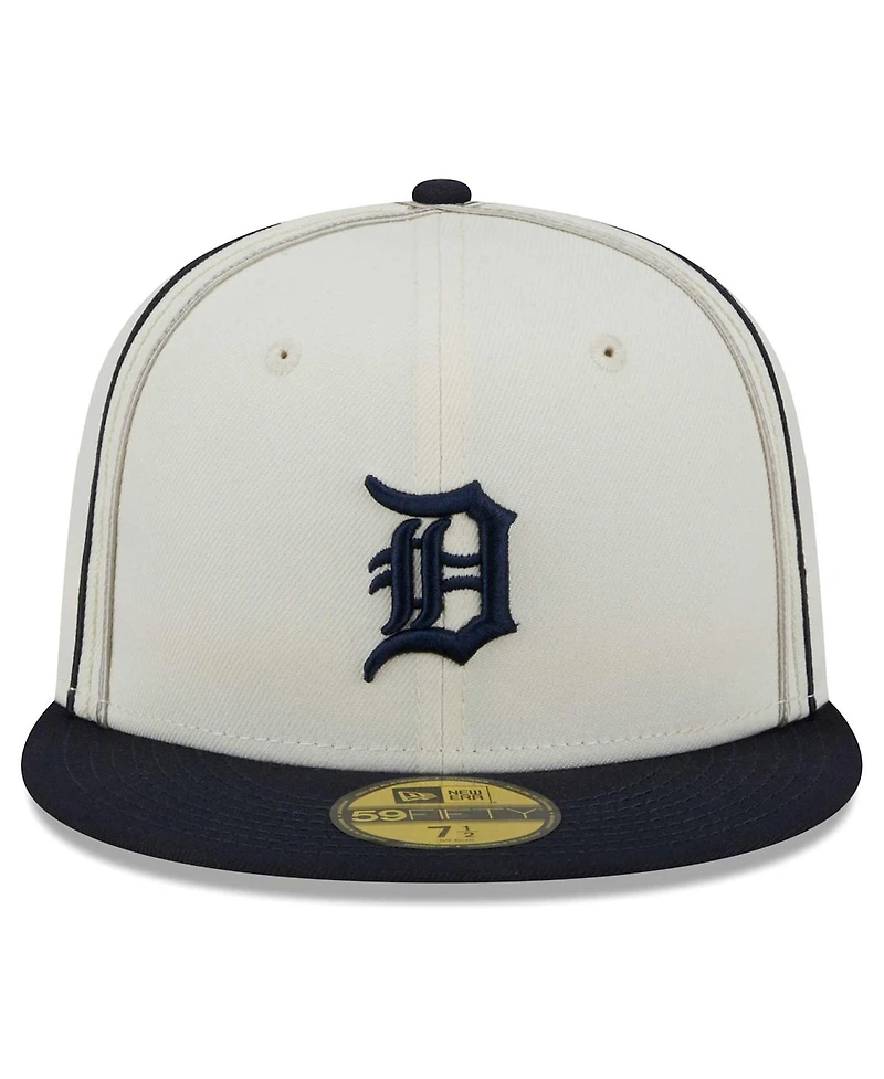 Men's New Era Cream, Navy Detroit Tigers Chrome Sutash 59FIFTY Fitted Hat