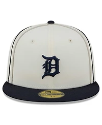 Men's New Era Cream, Navy Detroit Tigers Chrome Sutash 59FIFTY Fitted Hat
