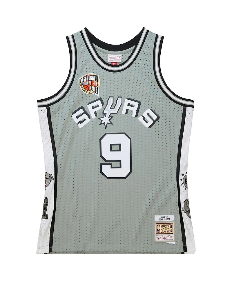 Men's and Women's Mitchell & Ness Tony Parker Gray San Antonio Spurs Hall of Fame Class 2023 Throwback Swingman Jersey