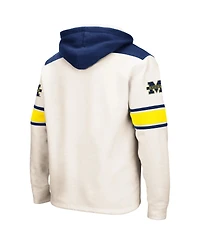 Men's Colosseum Cream Michigan Wolverines Big and Tall Hockey Lace-Up Pullover Hoodie