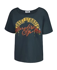 Women's Daydreamer Black Guns n Roses Off-Shoulder Graphic T-shirt