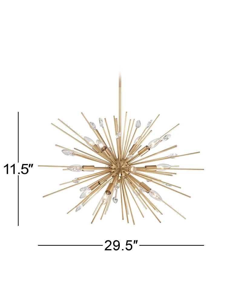 Janae Antique Gold Sputnik Chandelier Lighting 29.50" Wide Modern Industrial Clear Crystal Ball 12-Light Fixture for Dining Room House Bedroom Ki