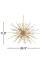 Janae Antique Gold Sputnik Chandelier Lighting 29.50" Wide Modern Industrial Clear Crystal Ball 12-Light Fixture for Dining Room House Bedroom Ki