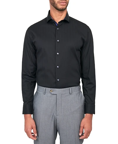 Michelsons of London Men's Solid Herringbone Shirt