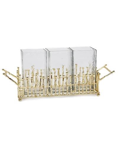 Classic Touch Symmetrical Design Cutlery Holder with 4 Piece Set, 11.5" L