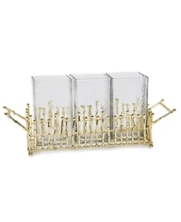 Classic Touch Symmetrical Design Cutlery Holder with 4 Piece Set, 11.5" L