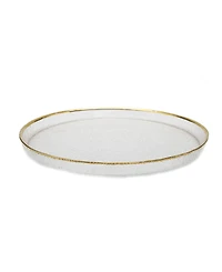 Classic Touch Pebbled Glass Salad Plates Raised Rim with Border, Set of 4