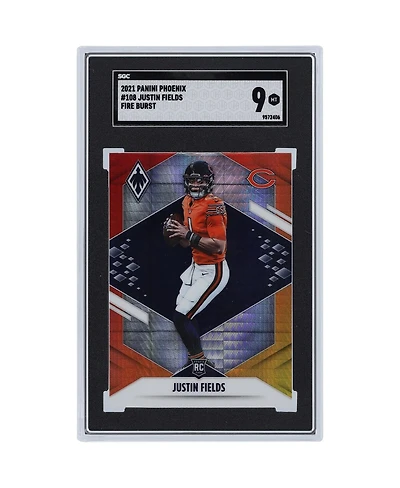 Justin Fields Chicago Bears 2021 Panini America Phoenix Fire Burst #108 Sgc Authenticated Rookie Card
