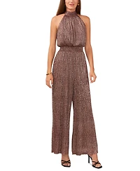 Vince Camuto Women's Metallic Sleeveless Smocked-Waist Jumpsuit