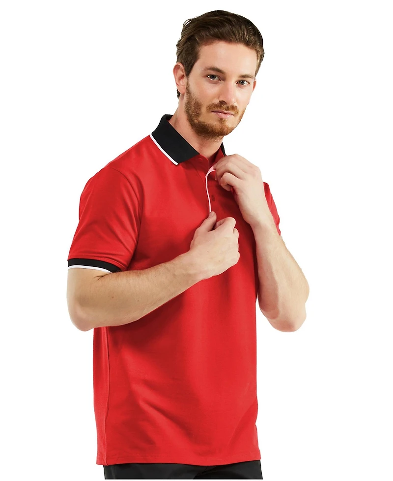 Men's Classic-Fit Cotton-Blend Pique Polo Shirt with Contrast Collar