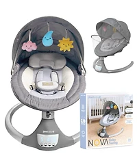 Jool Baby Nova Swing for Newborns - Electric Motorized Infant Swing, Bluetooth Music, 10 Preset Melodies, Remote (Updated Model, Gray)