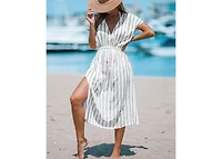 Cupshe Women's Striped Midi Cover-Up Dress