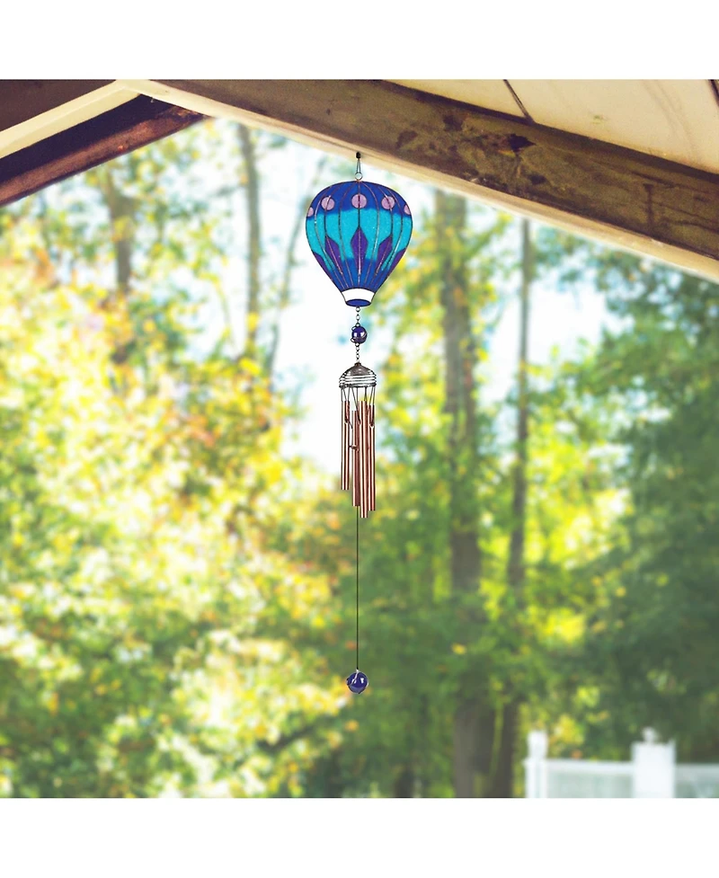 31" Long Blue Air Balloon Wind Chime with Copper Gem