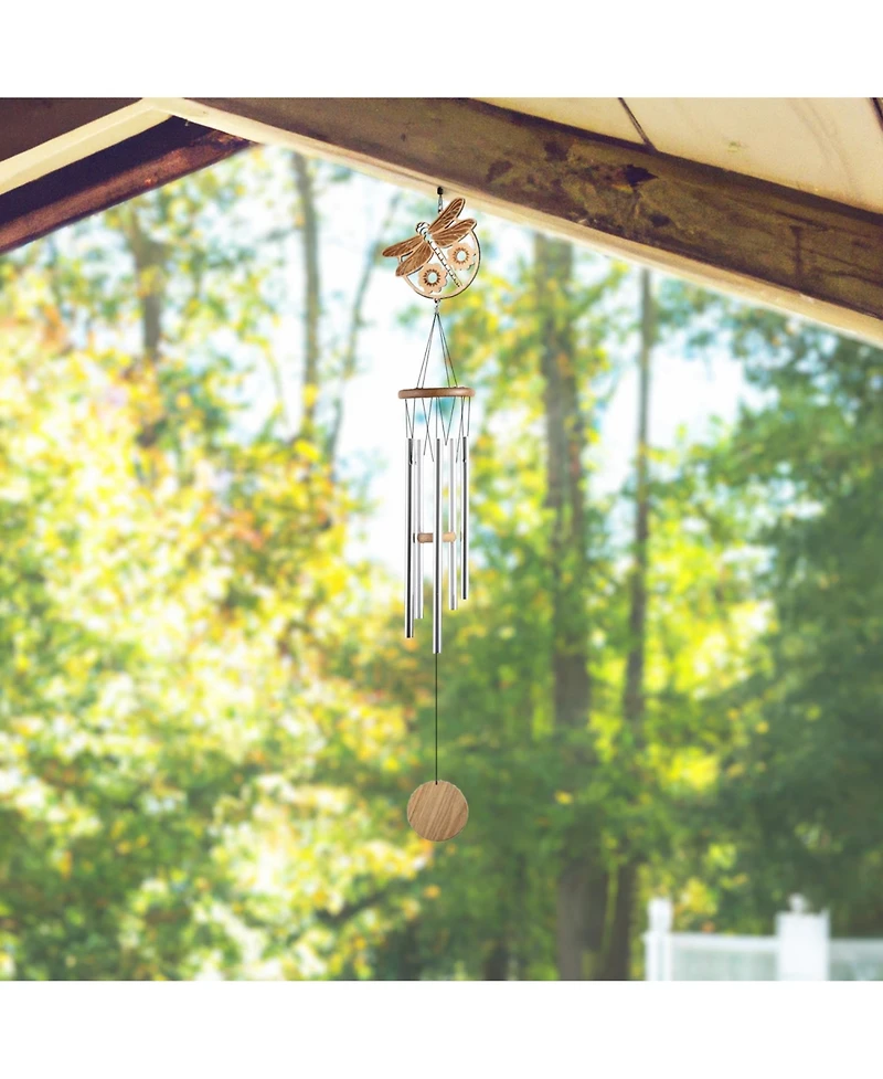 34" Long Wood Silhouette Dragonfly Wind Chime