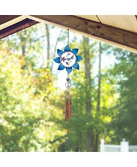 35" Long Pewter Dragonfly Wind Chime with Blue Copper Gem