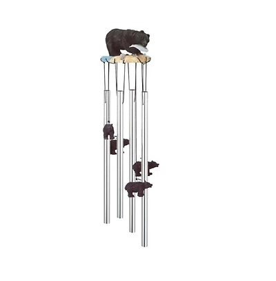 23" Long Black Bear Round Top Wind Chime