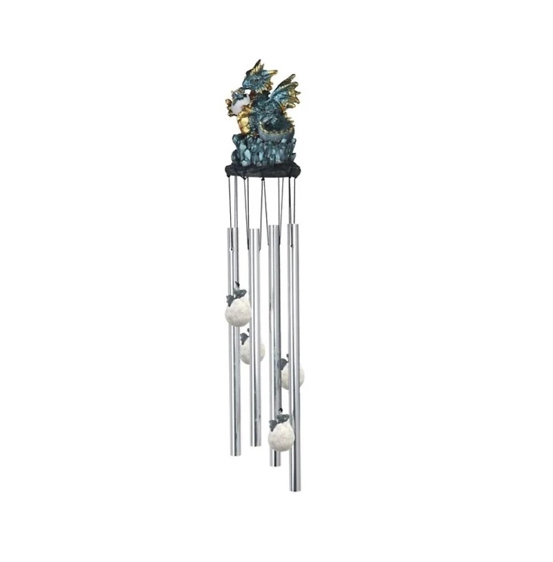 23" Long Dragon Holding Egg Round Top Wind Chime