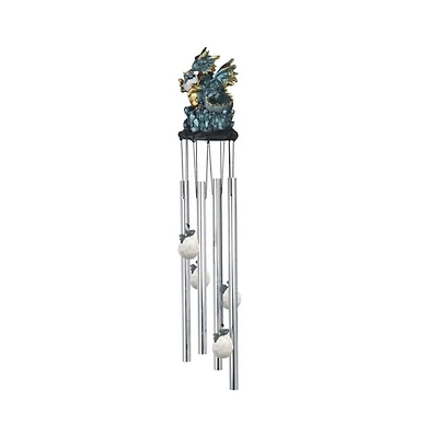23" Long Dragon Holding Egg Round Top Wind Chime