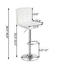 Set of 2 Bar Stools Pu Leather Adjustable Barstool Swivel
