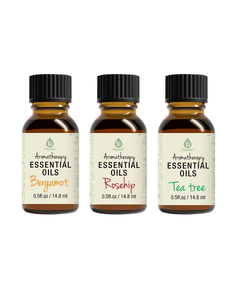 Pursonic Aromatherapy Essential Oils (Bergamot, Rosehip, Tea Tree)