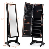 Costway Jewelry Cabinet Stand Mirror Armoire Lockable Organizer Large Storage Box
