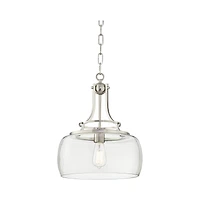 Franklin Iron Works Charleston Brushed Nickel Hanging Pendant Lighting 13.5" Wide Modern Industrial Led Clear Glass Shade Fixture for Dining Room Livi