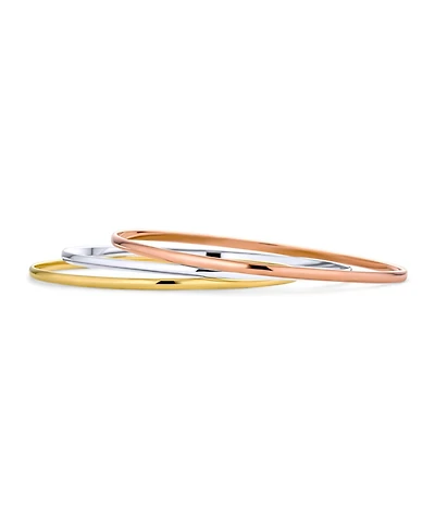 Bling Jewelry Set of 3 Tri-Color Stacking Bangle Bracelets Rose Gold Plated Sterling Silver