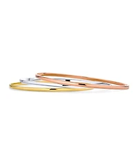 Bling Jewelry Set of 3 Tri-Color Stacking Bangle Bracelets Rose Gold Plated Sterling Silver