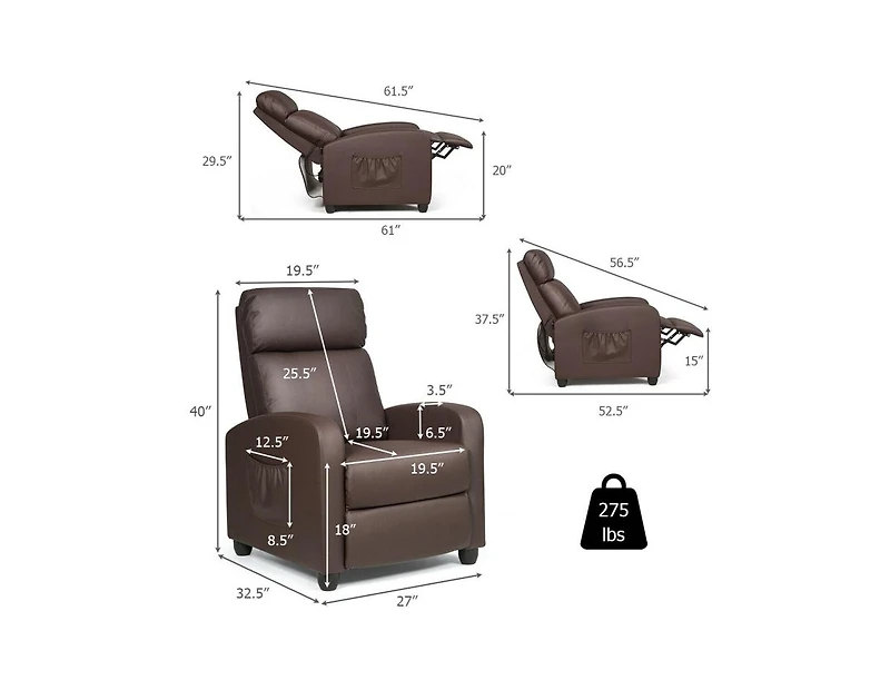Recliner Sofa Wingback Chair with Massage Function