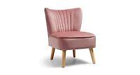 Modern Armless Velvet Accent Chair with Wood Legs