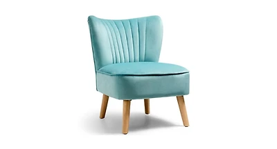 Modern Armless Velvet Accent Chair with Wood Legs