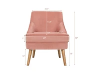 Mid Century Velvet Accent Chair with Rubber Wood Legs for Bedroom