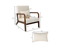 Modern Accent Chair with Rubber Wood Frame and Lumbar Pillow