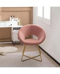 Modern Velvet Accent Chair Vanity Chair with Metal Legs-Set of 2