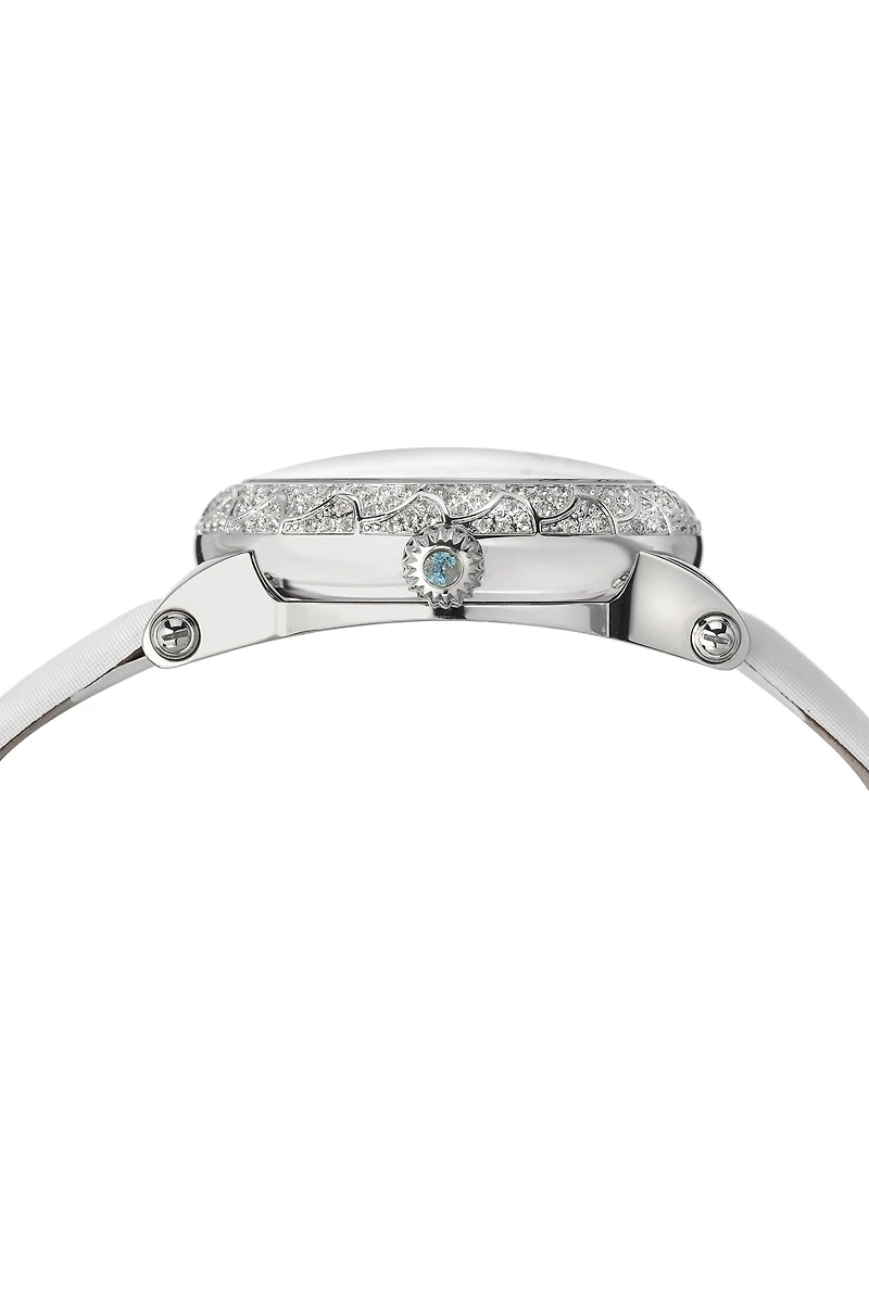 Porsamo Bleu Women's Genevieve Topaz Satin Covered Leather Band Watch