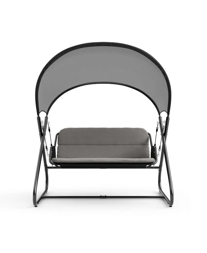Furniture of America 74.75" Steel Swing Bench with Mesh Canopy Cushions