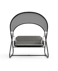 Furniture of America 74.75" Steel Swing Bench with Mesh Canopy Cushions