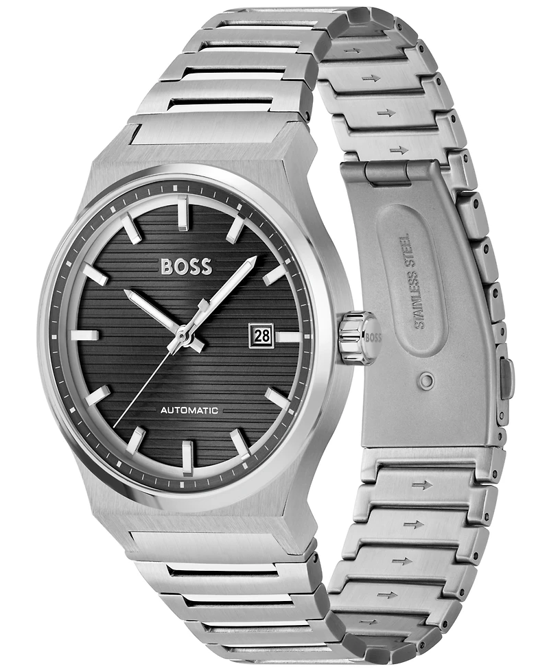 Hugo Boss Men's Candor Auto Automatic Silver-Tone Stainless Steel Watch 41mm
