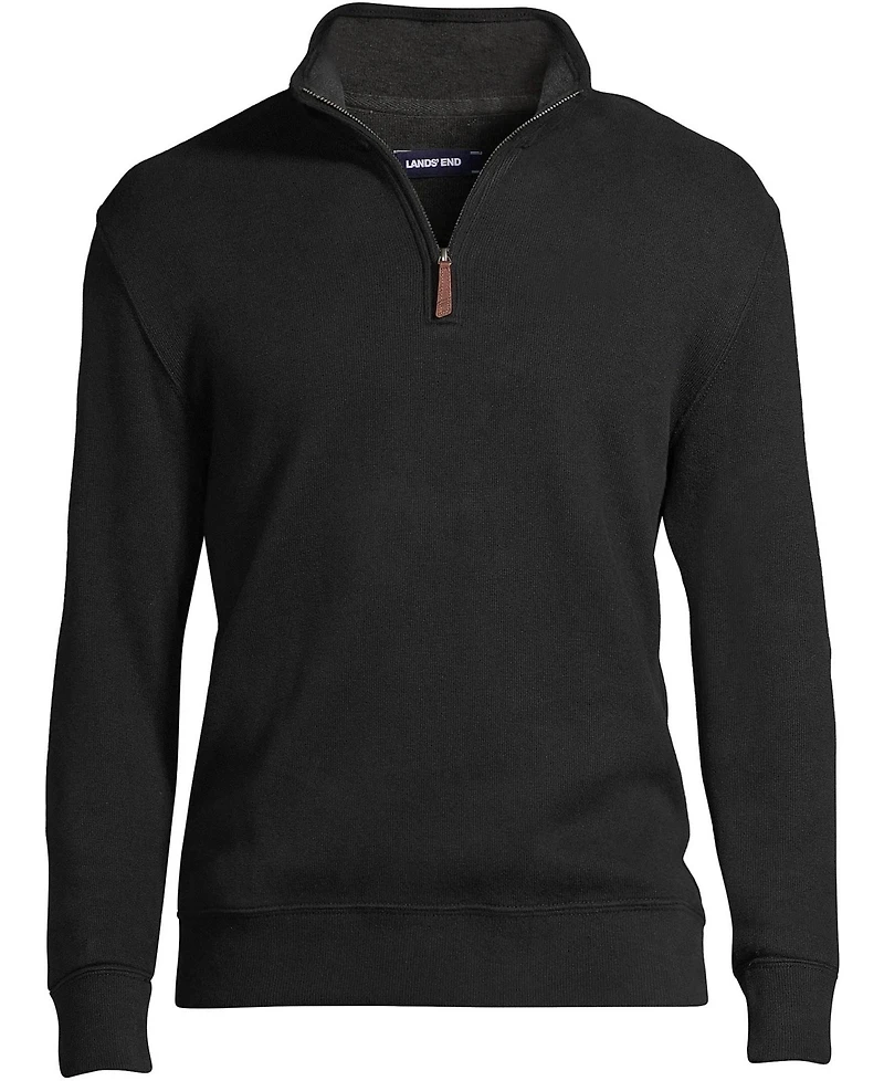 Lands' End Men's Big and Tall Bedford Rib Quarter Zip Sweater