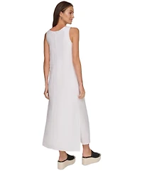 Dkny Linen V-Neck Maxi Dress