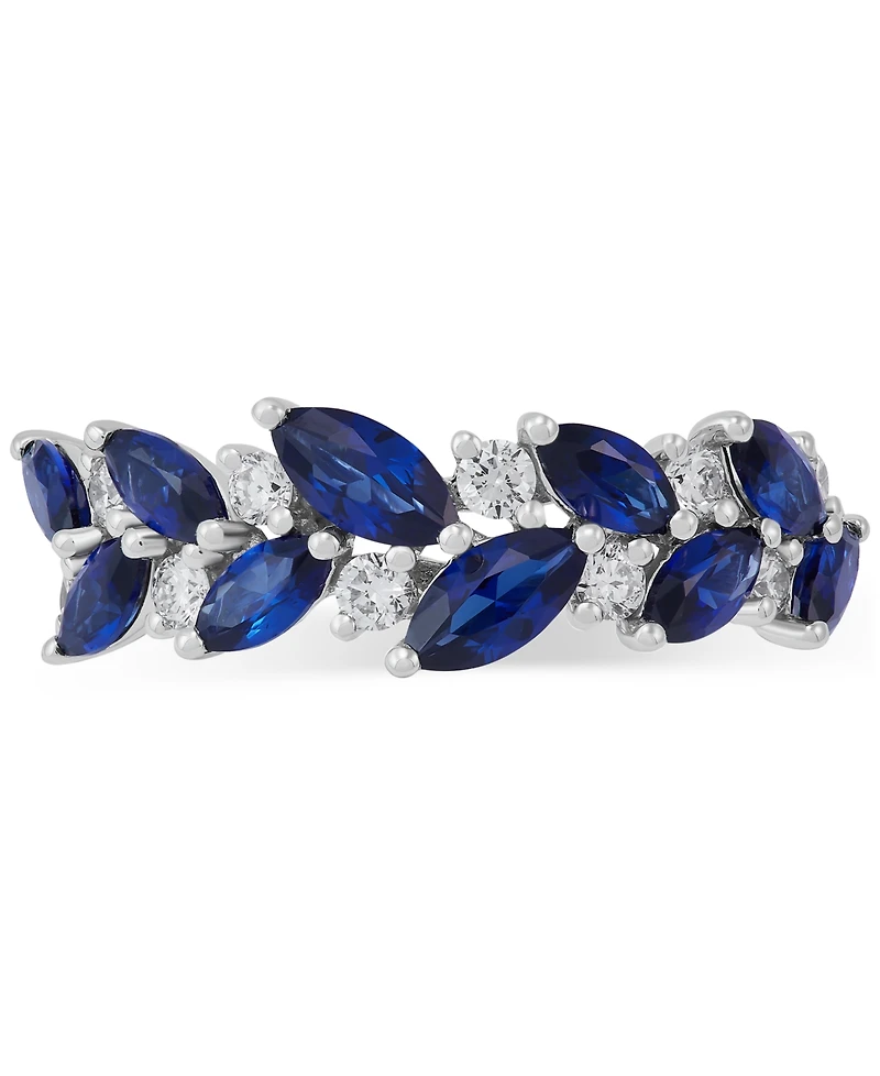 Grown With Love Lab Grown Sapphire (2-1/5 ct. t.w.) & Lab Grown Diamond (1/3 ct. t.w.) Marquise Vine Ring in 14k White Gold