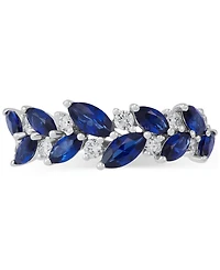 Grown With Love Lab Grown Sapphire (2-1/5 ct. t.w.) & Lab Grown Diamond (1/3 ct. t.w.) Marquise Vine Ring in 14k White Gold