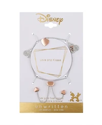 Disney Unwritten Crystal Mickey and Minnie Mouse Rose Gold-Plated Hearts Charm Bracelet