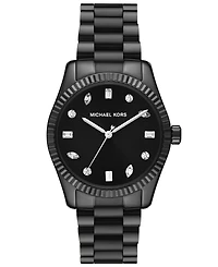 Michael Kors Women's Lexington Three-Hand Black Stainless Steel Watch 38mm