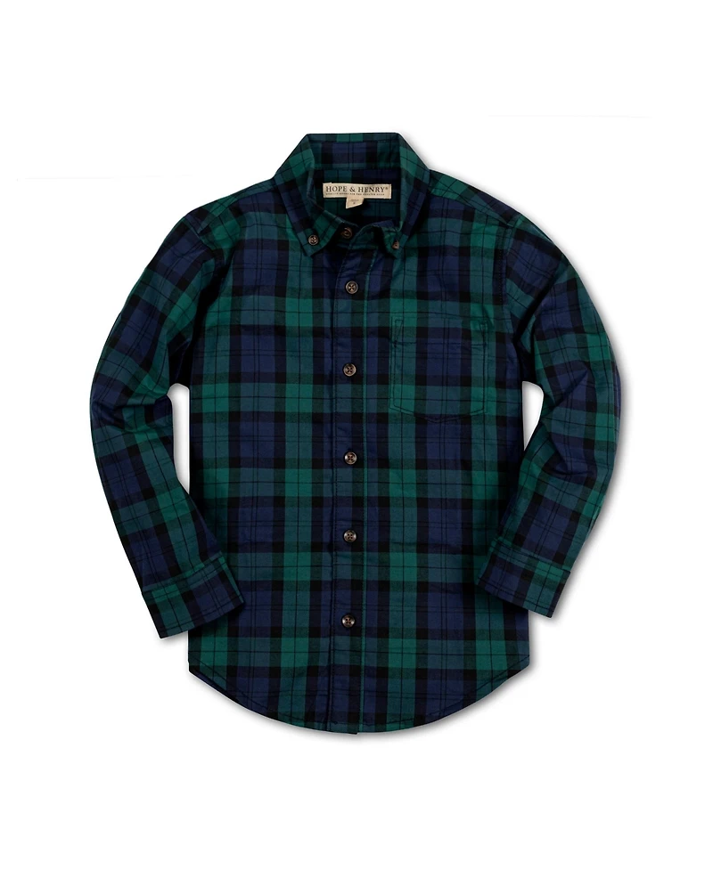 Hope & Henry Baby Boys Organic Stretch Poplin Long Sleeve Button Down Shirt