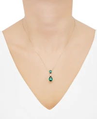 Grown With Love Lab Emerald (3-1/3 ct. t.w.) & Diamond (1/8 18" Pendant Necklace 14k Gold