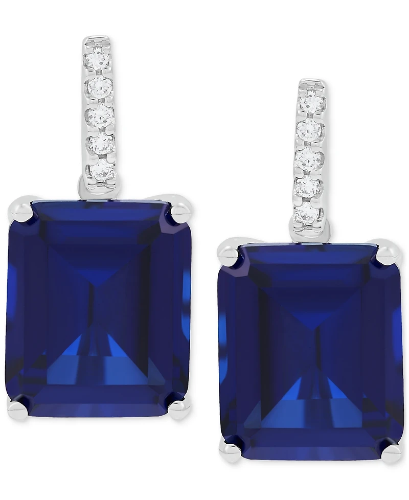 Grown With Love Lab Emerald (10 ct. t.w.) & Diamond (1/10 Drop Earrings 14k Gold