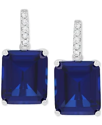 Grown With Love Lab Emerald (10 ct. t.w.) & Diamond (1/10 Drop Earrings 14k Gold