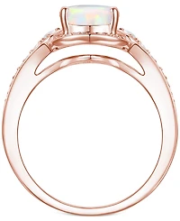 Amethyst (1-1/3 ct. t.w.) & Lab-Grown White Sapphire (1/4 Halo Ring 14k Gold-Plated Sterling Silver (Also Additional Gemstones)